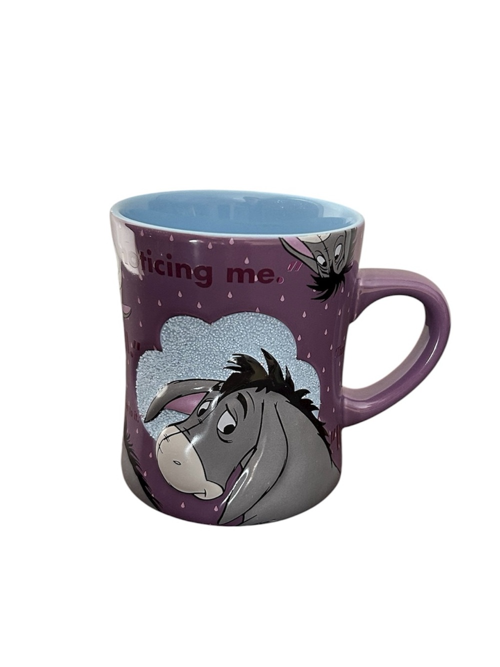 Disney Parks EEYORE Winnie The Pooh Purple Light Blue Interior 3D Ceramic Mug